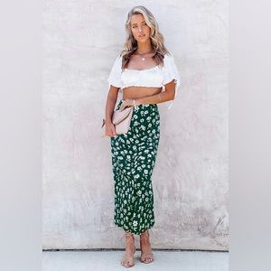 Amazon - Floral Print High Waist Midi Skirt with Pockets - NWT - Small